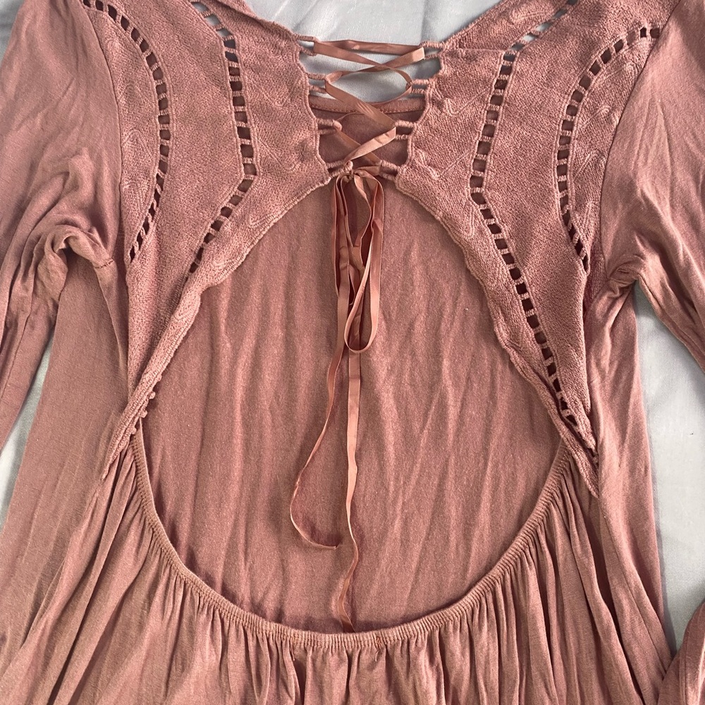 Chic Lace-Up Back Y2K Top in Mauve Medium - Picture 1 of 7